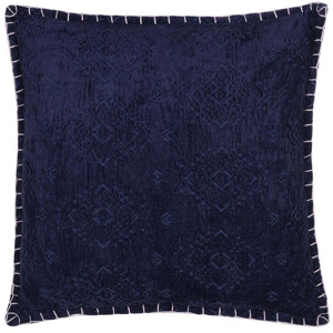 Beliani Decorative Cushion Blue Geometric Pattern 45 x 45 cm Distressed Vintage Glamour Decor Accessories Material:Viscose Size:45x10x45