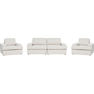 Beliani Sofa Set Light Beige Fabric Upholstered 5 Seater with Armchair Cushioned Thickly Padded Backrest Classic Living Room Couch Material:Polyester Size:xx