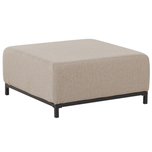 Beliani Ottoman Beige Fabric Upholstery Black Aluminium Legs Metal Frame Outdoor and Indoor Water Resistant Material:Polyester Size:83x38x83