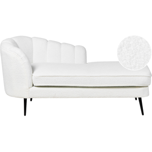 Beliani Chaise Lounge Off-White Boucle Upholstery Black Metal Legs Left Hand Modern Design Living Room Furniture Material:Boucle Size:76x75x150