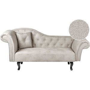 Beliani Chaise Lounge Taupe Velvet Button Tufted Upholstery Left Hand with Cushion Retro Traditional Style Easy Clean Pet Friendly Material:Velvet Size:59x81x192