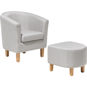 Beliani Armchair and Footstool Set Grey Fabric Upholstery Tub Chair Material:Polyester Size:41x71x68