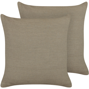 Beliani Set of 2 Decorative Cushions Taupe Linen 45 x 45 cm Solid Colour Home Decoration Material:Linen Size:45x10x45