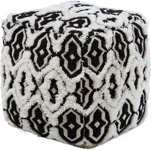 Beliani Pouffe Black and White Wool Cotton 45 x 45 cm Square Shape Boho Material:Cotton Size:45x45x45