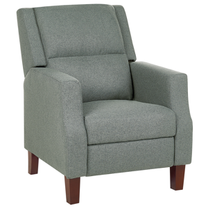Beliani Recliner Chair Green Fabric Upholstery Push-Back Manually Adjustable Back and Footrest Retro Design Armchair Material:Polyester Size:92/141x97x75