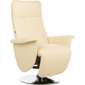 Beliani Reclining Armchair Cream Faux Leather Adjustable Back Metal Base Pull-Out Footstool High Back Minimalistic Modern Design Material:Faux Leather Size:80x113x82