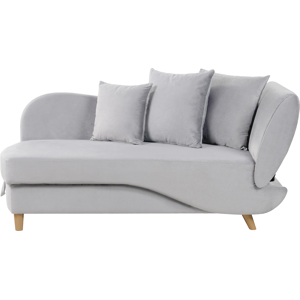 Beliani Right Hand Chaise Lounge Light Grey Velvet with Storage Reclining Backrest Throw Cushions 2 Seater Scandinavian Modern Design Material:Velvet Size:69x73x156