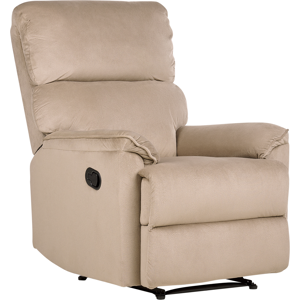 Beliani Armchair with Footrest Light Brown Polyester Modern Contemporary Style Material:Polyester Size:93x104x82