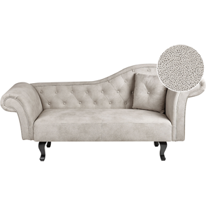 Beliani Chaise Lounge Taupe Velvet Button Tufted Upholstery Right Hand with Cushion Retro Traditional Style Easy Clean Pet Friendly Material:Velvet Size:59x81x192