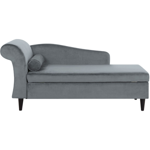 Beliani Chaise Lounge Light Grey Velvet Upholstery with Storage Left Hand with Bolster Material:Velvet Size:70x77x160