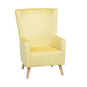Beliani Wingback Chair Yellow Velvet Upholstery High Back Wooden Legs Material:Velvet Size:60x108x74