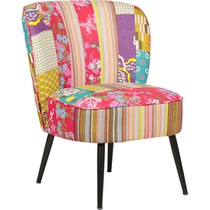 Beliani Armchair Multicolour Fabric Patchwork Armless Accent Chair Armless Metal Legs Modern Design Living Room Bedroom Material:Polyester Size:52x76x60