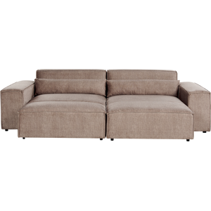 Beliani Left Hand 2-Seater Modular Corner Sofa with Ottoman Brown Fabric Sectional Couch Sofa with Black Legs Modern Living Room Material:Polyester Size:176x70x262