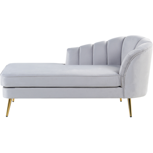 Beliani Chaise Lounge Light Grey Velvet Upholstery Gold Metal Legs Right Hand Material:Velvet Size:76x75x150