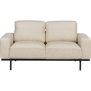 Beliani Sofa Cream Beige Fabric Metal Legs 2 Seater Classic Couch Settee Living Room Modern Material:Polyester Size:87x72x156