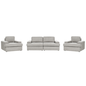 Beliani Sofa Set Light Grey Fabric Upholstered 5 Seater with Armchair Cushioned Thickly Padded Backrest Classic Living Room Couch Material:Polyester Size:xx