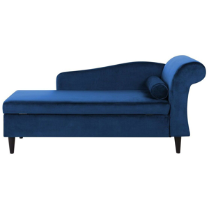 Beliani Chaise Lounge Blue Velvet Upholstery with Storage Right Hand with Bolster Material:Velvet Size:70x77x160