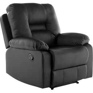 Beliani Recliner Chair Black Faux Leather Push-Back Manually Adjustable Back and Footrest Material:Faux Leather Size:74x101x85