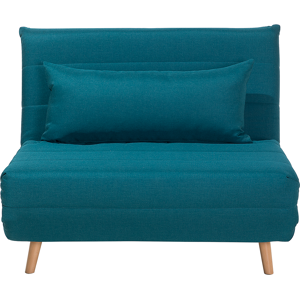 Beliani Small Sofa Bed Blue Fabric 1 Seater Fold-Out Sleeper Armless Scandinavian Material:Polyester Size:90/190x82x104