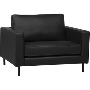 Beliani Armchair Black Split Leather Minimalistic Living Room Accent Chair Black Legs Track Arm Material:Leather Size:91x87x117