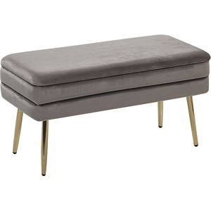 Beliani Storage Bedroom Bench Grey Velvet Fabric Upholstery Golden Legs Glamour Material:Velvet Size:37x43x79