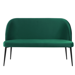 Beliani Kitchen Sofa Green Velvet Fabric Upholstery 2-Seater Metal Frame Black Legs Bench  Material:Velvet Size:49x85x130