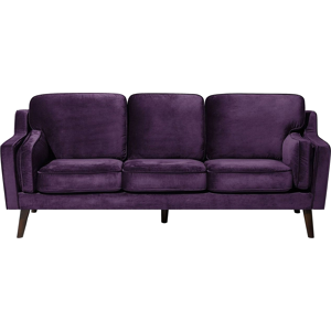 Beliani Sofa Violet 3 Seater Velvet Oak Wood Legs Classic Mid-Century Living Room Material:Velvet Size:83x85x204