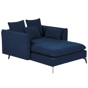 Beliani Chaise Lounge Blue Polyester Fabric Upholstery Armrests Cushion Backrest Modern Design Symmetrical Living Room Material:Polyester Size:159x72x124