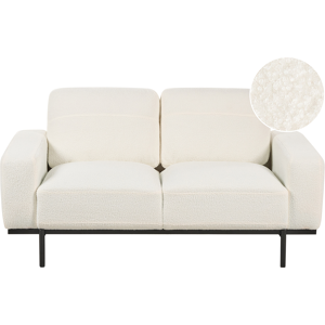 Beliani Sofa White Boucle Black Metal Legs 156 x 87 x 72 cm 2 Seater Classic Couch Settee Living Room Modern Material:Boucle Size:87x72x156