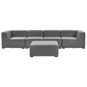 Beliani Garden Sofa Set Grey Fabric Upholstery 4 Seater with Ottoman Modular Pieces Outdoor Set Material:Polyester Size:xx