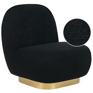 Beliani Armchair Black Boucle Fabric Soft Gold Base Contemporary Glam Art Decor Style Material:Boucle Size:70x76x62