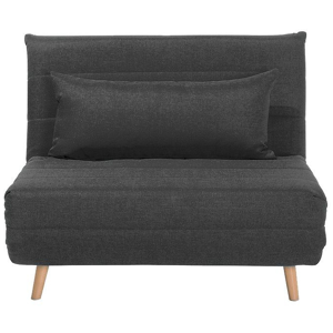Beliani Small Sofa Bed Dark Grey Fabric 1 Seater Fold-Out Sleeper Armless Scandinavian Material:Polyester Size:90/190x82x104