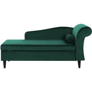 Beliani Chaise Lounge Green Velvet Upholstery with Storage Right Hand with Bolster Material:Velvet Size:70x77x160