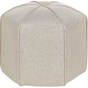 Beliani Pouffe Beige Linen Round 45 x 45 x 42 cm Footstool Accent Upholstery Modern Living Room Bedroom Furniture Material:Linen Size:45x42x45