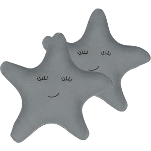 Beliani Set of 2 Kids Cushion Grey Fabric Star Shaped Pillow with Filling Soft Children's Toy Material:Cotton Size:40x12x40