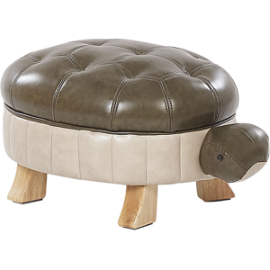 Beliani Kids Animal Stool Green Faux Leather Footstool Wooden Legs Children's Room Seat  Material:Faux Leather Size:43x26x73