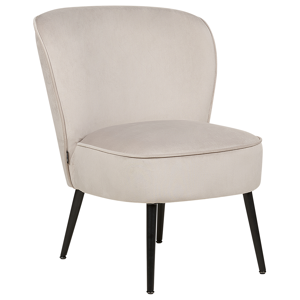 Beliani Armchair Taupe Velvet Fabric Armless Accent Chair Armless Metal Legs Modern Design Living Room Bedroom Material:Velvet Size:52x76x60