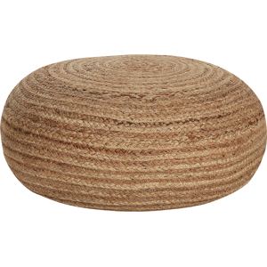 Beliani Pouffe Beige Natural Colour Jute Woven ⌀ 50 cm EPS Filling Round Boho Style Ottoman Material:Jute Size:50x20x50