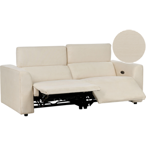 Beliani Corduroy Electric Power Recliner Sofa Beige Fabric 2 Seater Adjustable Footrest and Headrest with USB Port Material:Corduroy Size:106/164x76x222