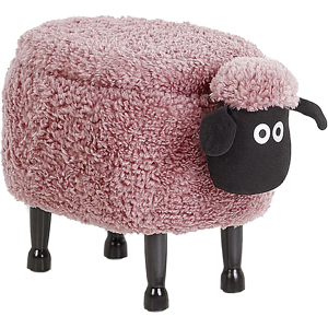 Beliani Kids Animal Stool Pink Faux Fur Footstool with Storage Black Legs Children Seat  Material:Polyester Size:35x40x55