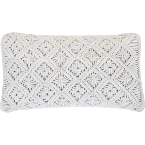 Beliani Decorative Cushion Beige Cotton Macramé 30 x 50 cm Rope Boho Retro Decor Accessories Material:Cotton Size:50x10x30