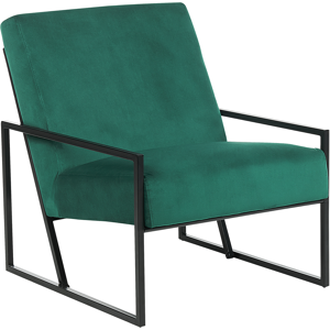 Beliani Armchair Green Velvet 83L x 69W x 83H Backrest Armrest Black Metal Frame Modern Glam Living Room Material:Velvet Size:83x83x69