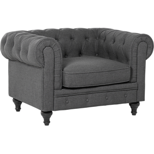 Beliani Chesterfield Armchair Grey Upholstery Dark Wood Legs Contemporary Material:Polyester Size:75x70x110