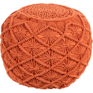 Beliani Knitted Pouffe Orange Cotton Chunky Crochet Round Braided Footstool Boho Design Living Room Decoration Seating Material:Cotton Size:40x40x40