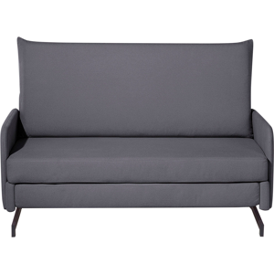 Beliani Sofa Bed Grey Fabric 2 Seater Modern Living Room Material:Polyester Size:80x68x147