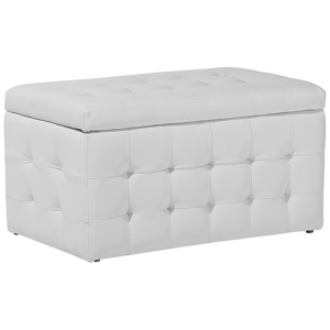 Beliani Ottoman White Faux Leather Tufted Upholstery Bedroom Bench with Storage Material:Faux Leather Size:42x40x72