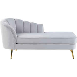 Beliani Chaise Lounge Light Grey Velvet Upholstery Gold Metal Legs Left Hand Material:Velvet Size:76x75x150