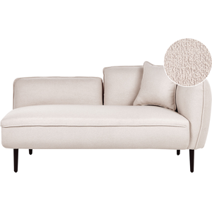 Beliani Chaise Lounge Light Beige Boucle Fabric Metal Legs Right Hand with Cushion Modern Design Material:Boucle Size:77x74x138