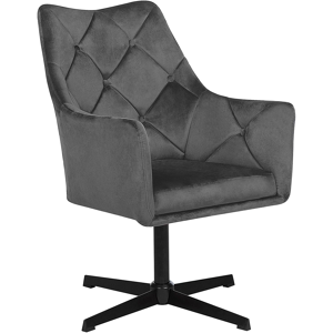 Beliani Armchair Grey Velvet 73L x 61W x 95H Tufted Back Single Metal Leg Glam Material:Velvet Size:73x95x61