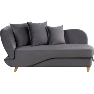 Beliani Left Hand Chaise Lounge Dark Grey Velvet with Storage Reclining Backrest Throw Cushions 2 Seater Scandinavian Modern Design Material:Velvet Size:69x73x156